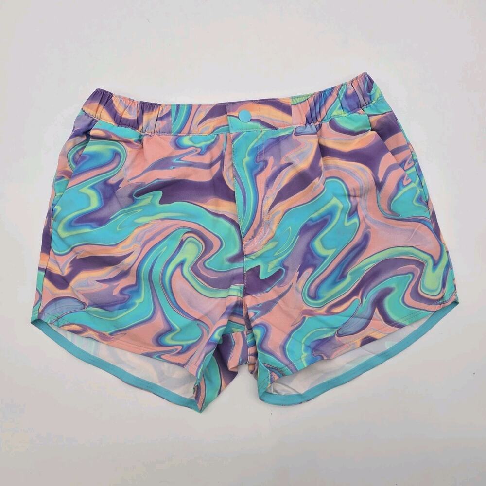 Chubbies Swim Trunks Mens Small Pink Purple Swirl Resort Snap Brief Liner